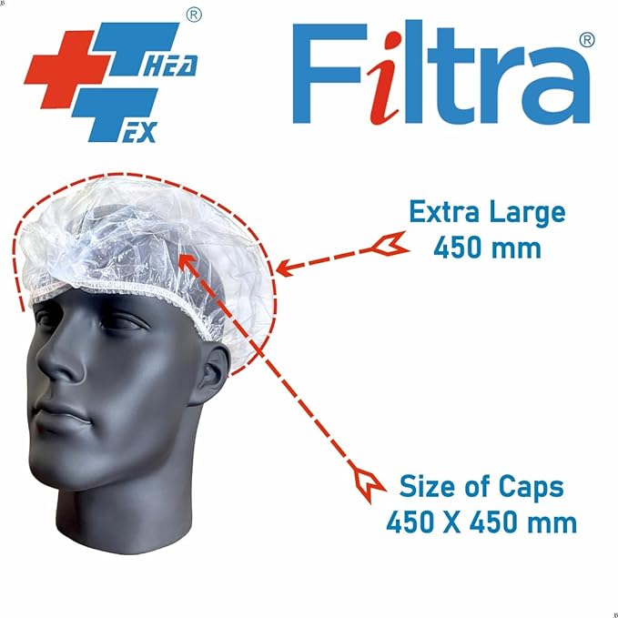 FILTRA® Disposable PE Shower Cap | Transparent | Box of 50 Pcs