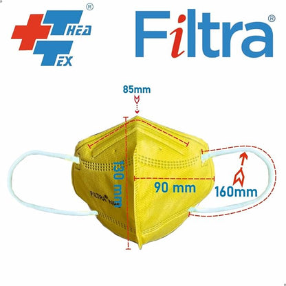 FILTRA® N95 Ear Loop N95 Mask | Medium Size | Yellow | Box of 25 Masks