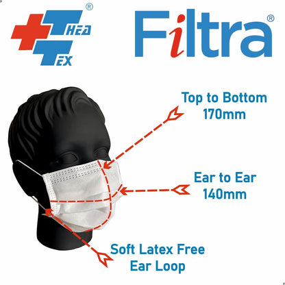 FILTRA® 3-Ply Ear Loop Kids Mask  | White | Pouch of 20 Pcs Masks