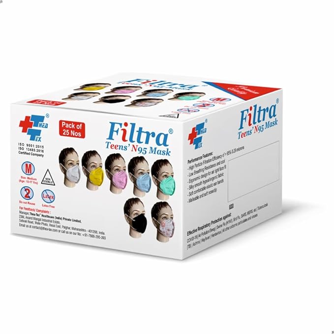 FILTRA® N95 Ear Loop N95 Mask | Medium Size | Black | Box of 25 Masks