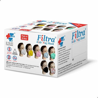 FILTRA® Kid's N95 Mask | Small Size | Black | Box of 25 Masks