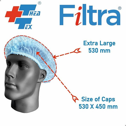 FILTRA® Disposable Bouffant Cap | Blue | 21" | Box of 100 Caps