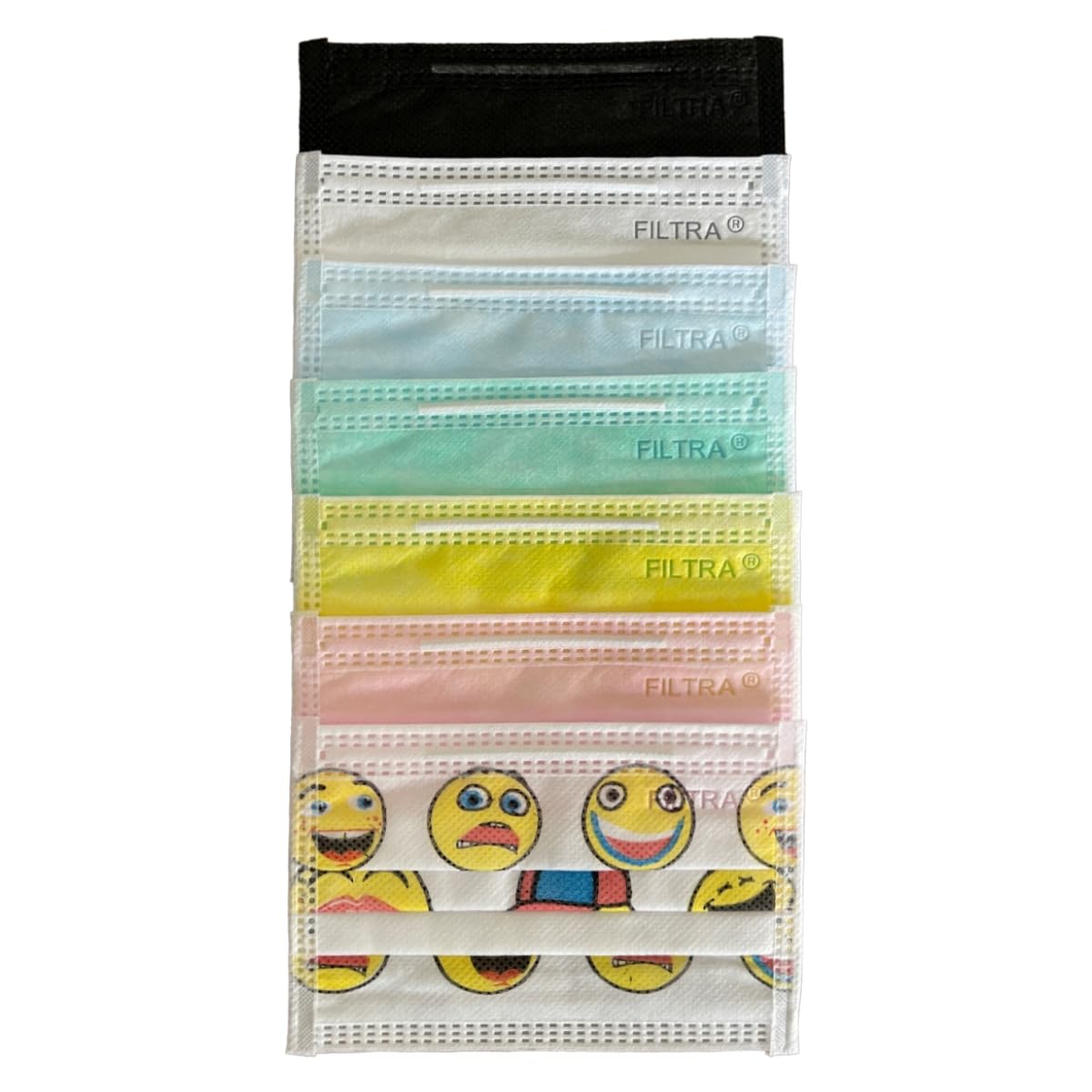 FILTRA® 3-Ply Ear Loop Surgical Mask | Adult+Kids | Black+Multi Colour |Pouch of 20 Masks