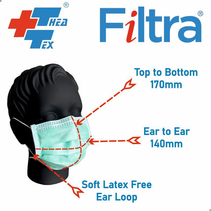 FILTRA® 3-Ply Ear Loop Kids Mask  | Green | Pouch of 20 Pcs Masks