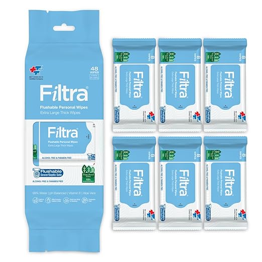 Flushable Personal Wipes Pack of 48