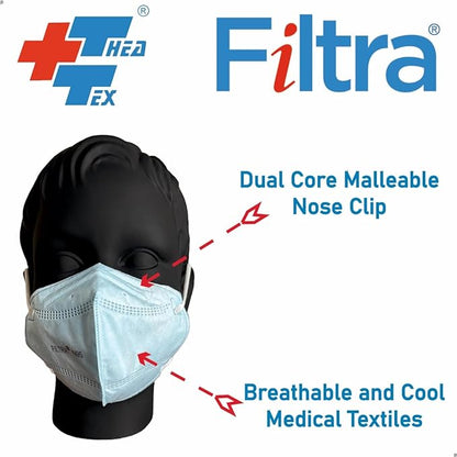 FILTRA® N95 Ear Loop N95 Mask | Medium Size | Blue | Box of 25 Masks