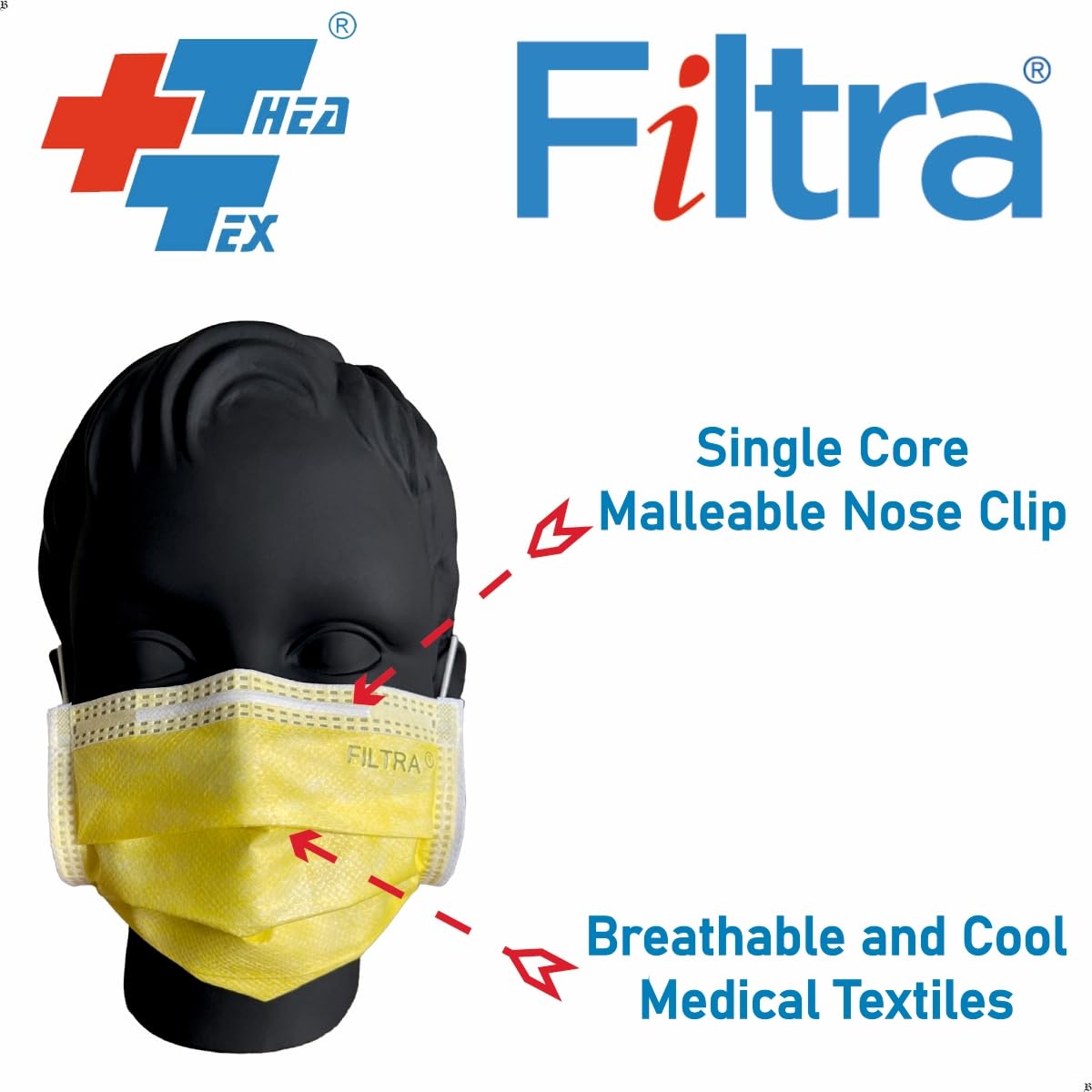 FILTRA® 3-Ply Ear Loop Kids Mask  | Yellow | Pouch of 20 Pcs Masks