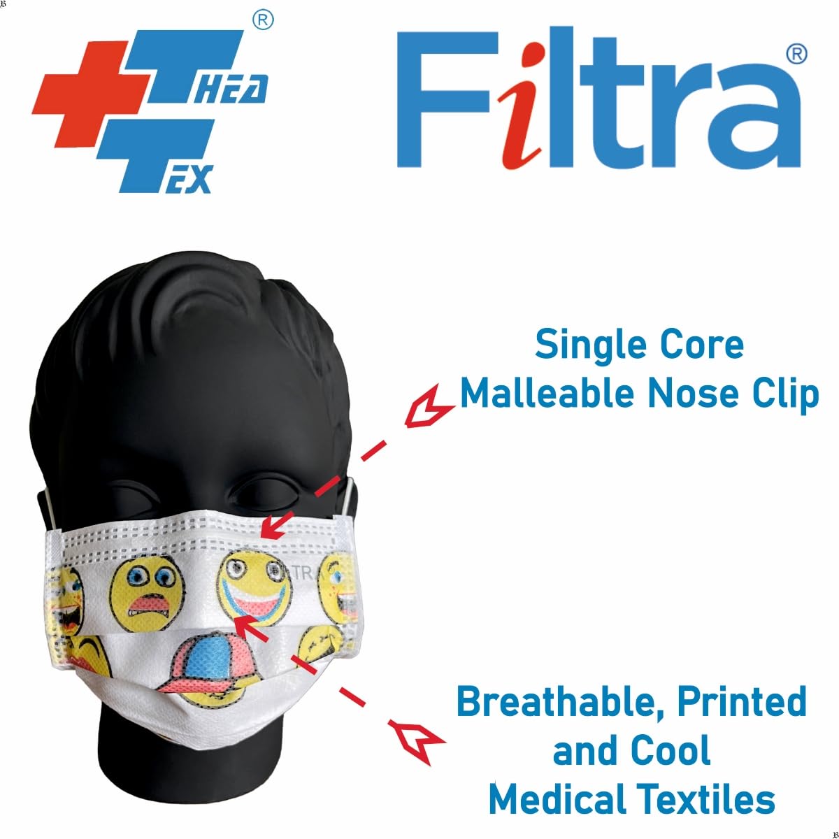 FILTRA® 3-Ply Ear Loop Kids Mask  | Cartoon Design | Pouch of 20+Box of 50 Masks