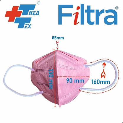 FILTRA® N95 Ear Loop N95 Mask | Medium Size | Pink | Box of 25 Masks