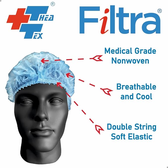 FILTRA® Disposable Bouffant Cap | Blue | 21" | Box of 100 Caps