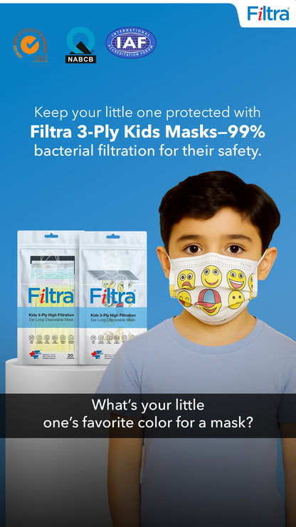Cartoon Design 3-Ply Ear Loop Kids Mask Pouch of 20+Box of 50 Masks