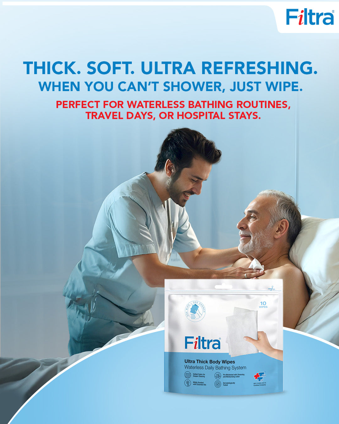 Ultra Thick Body Wipes Re-Sealable Zip Lock Pouch of 10 Wipes (Pack of 4 Pouch)