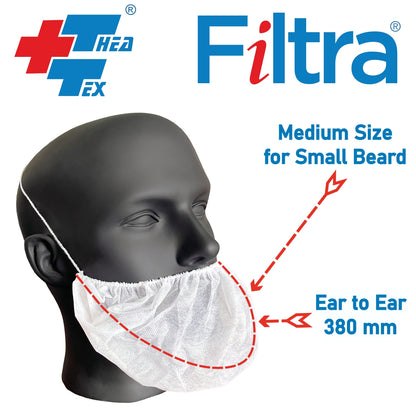 FILTRA® Beard Cover with Headband Elastic | 25 Gsm | White | Pack of 100 Nos