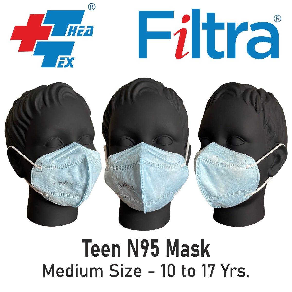 FILTRA® N95 Ear Loop N95 Mask | Medium Size | Blue | Box of 25 Masks