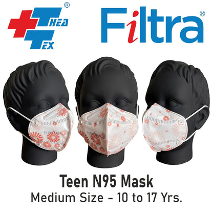 FILTRA® N95 Ear Loop N95 Mask | Medium Size | Pink Floral |Box of 25 Masks