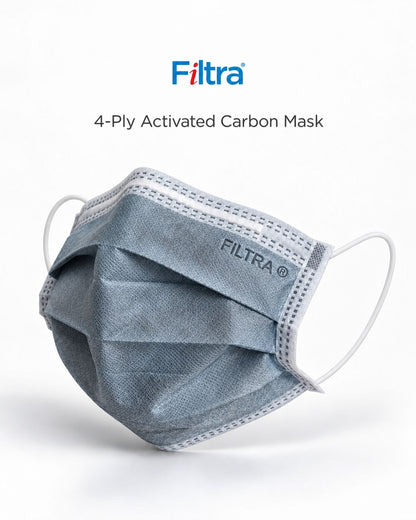 Grey 4-Ply Ear Loop Activated Carbon Mask Box of 50 Masks