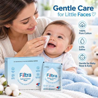 Sterile Saline Cotton Wipes-Box of 30 Single Sachets