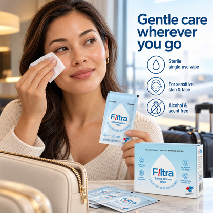 Sterile Saline Cotton Wipes-Box of 30 Single Sachets