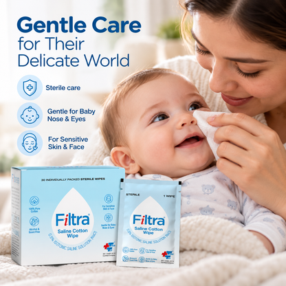 Sterile Saline Cotton Wipes-Box of 30 Single Sachets
