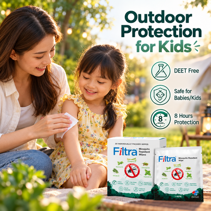 Mosquito Repellent Wipes - Box of 20 Single Sachets