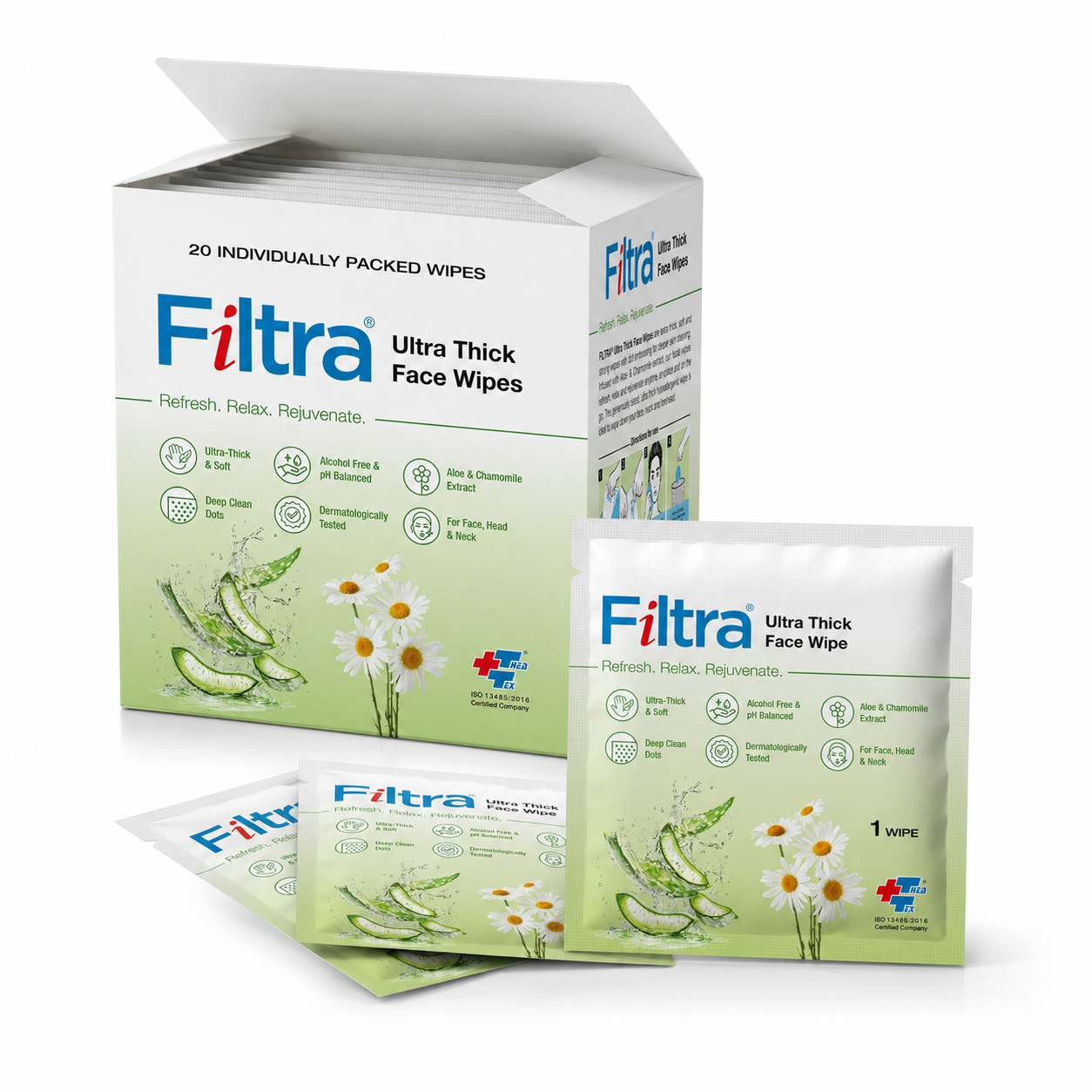 Ultra Thick Face Wipes-Box of 20 Single Sachets