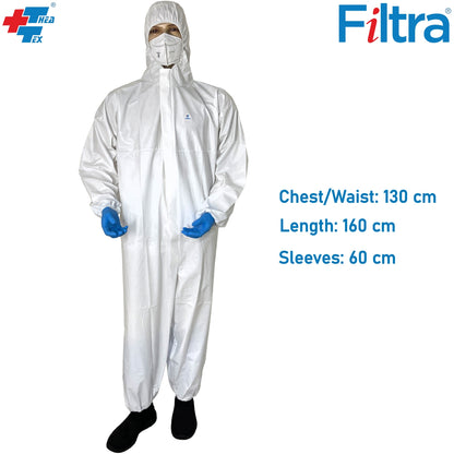 Industrial / Medical / Microporous Laminated Coveralls ( Type 5 &6 ) | White | Pack of 1 Nos