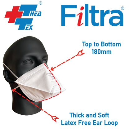 FILTRA® N95 Duck Bill Mask with Headbands | White | Box of 25 Masks