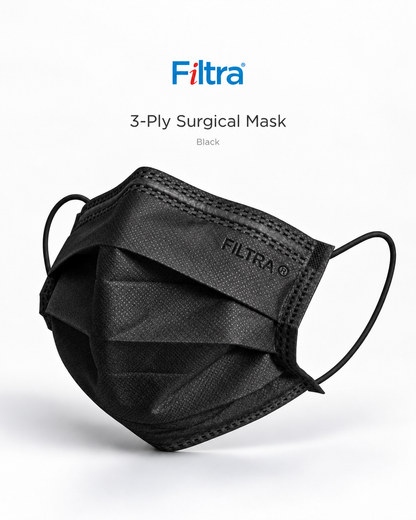 Black 3-Ply Ear Loop Surgical Mask Box of 100 Masks