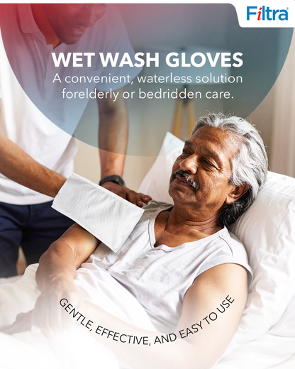 Disposable Wet Wash Gloves Body Wipes Re-Sealable Zip Lock Pouch of 10 Gloves (Pack of 3 Pouch)