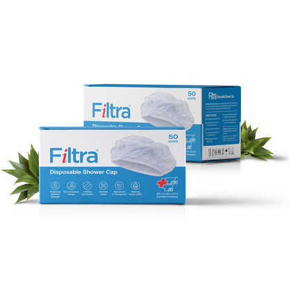 Transparent Disposable PE Shower Cap Box of 50 Pcs
