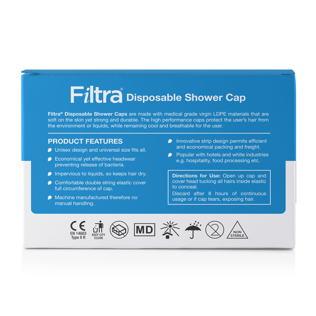 Transparent Disposable PE Shower Cap Box of 50 Pcs