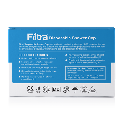 Transparent Disposable PE Shower Cap Box of 50 Pcs