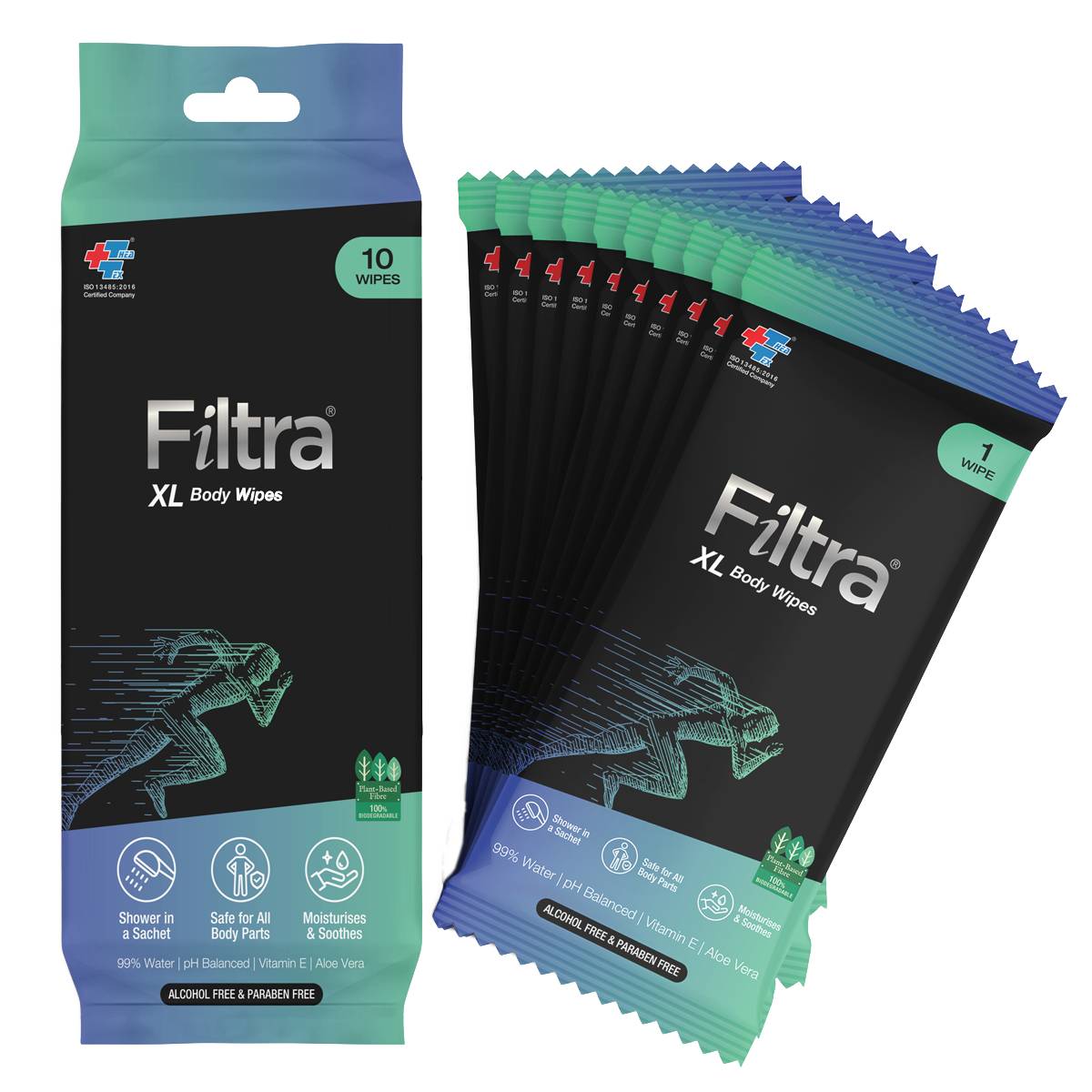 XL Body Wipes - Single Pack Sachets 10 Pack
