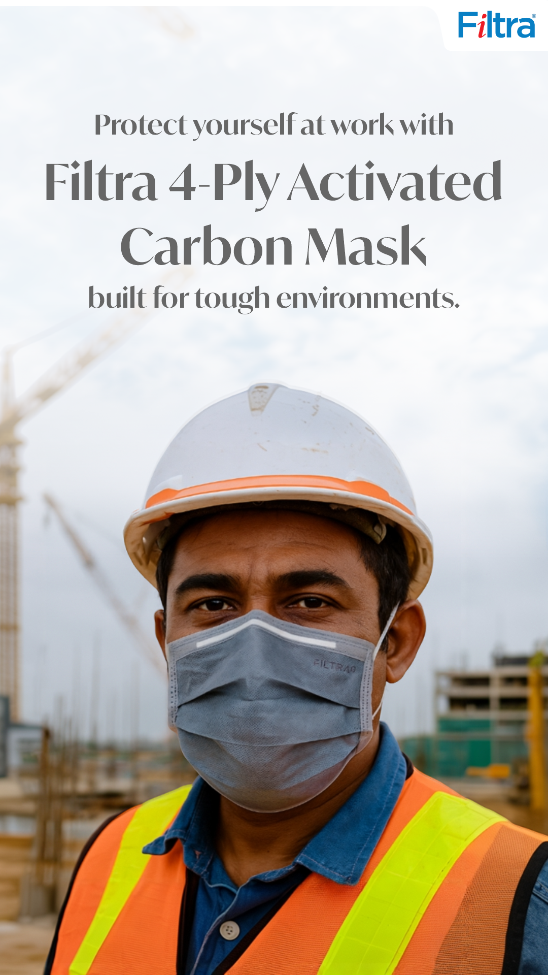 Grey 4-Ply Ear Loop Activated Carbon Mask Pouch of 20 Masks
