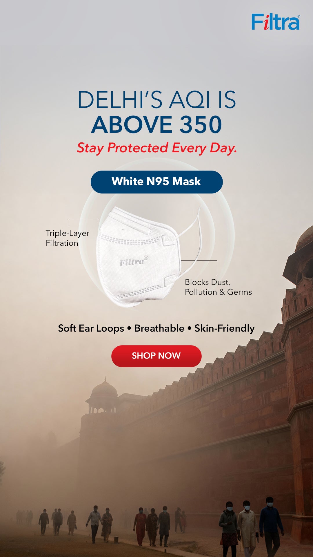 White N95 Mask with Ear Loops Box of 25 Masks