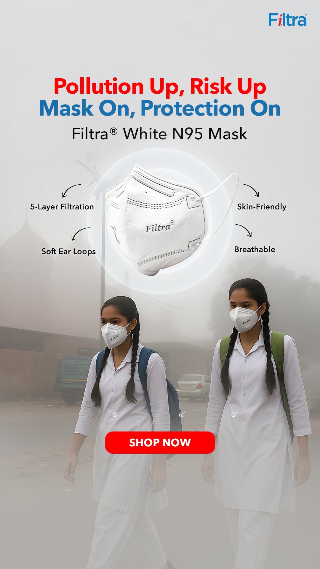 White N95 Mask with Ear Loops Box of 25 Masks