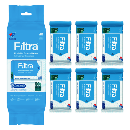 Flushable Personal Wipes Pack of 48