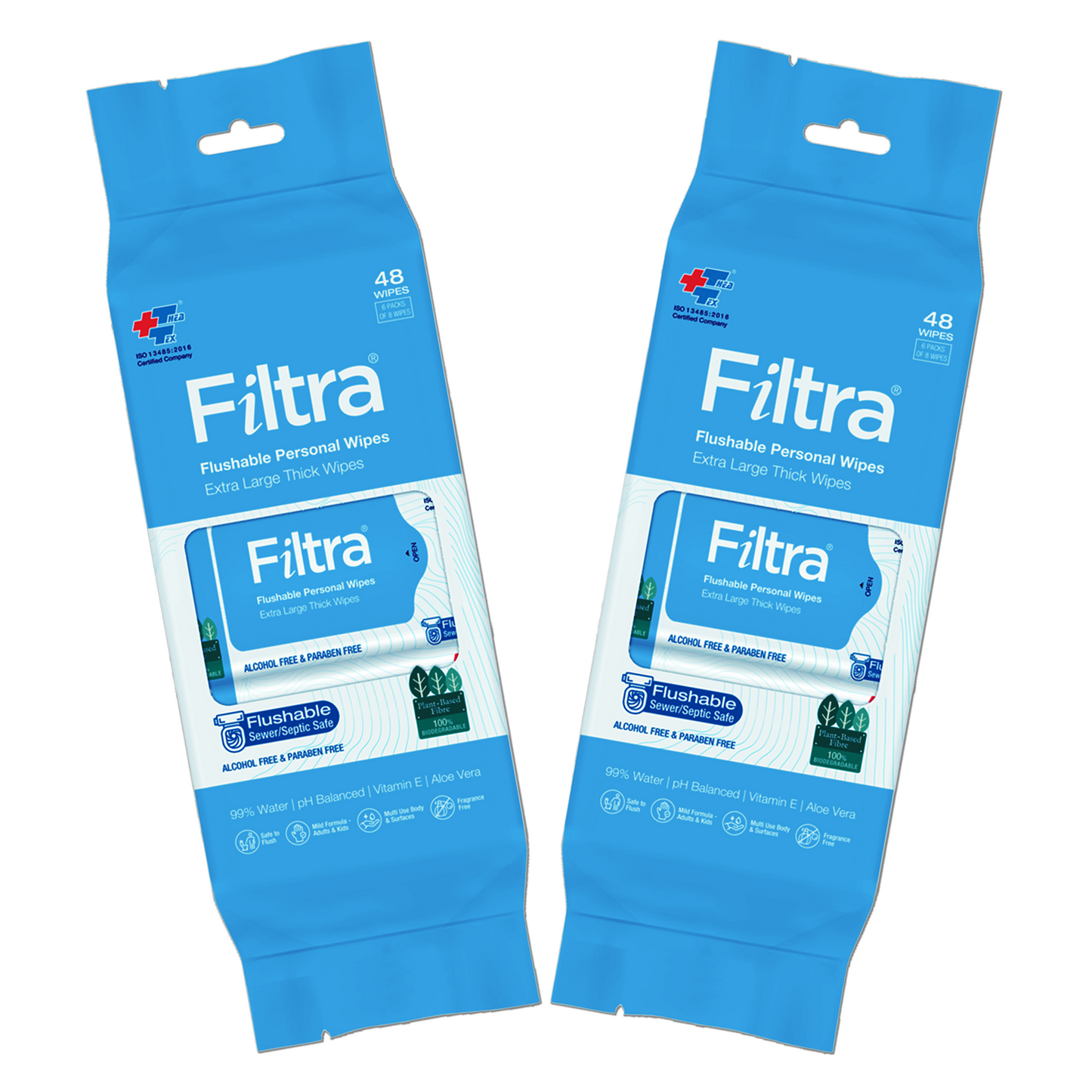 Flushable Personal Wipes Pack of 48