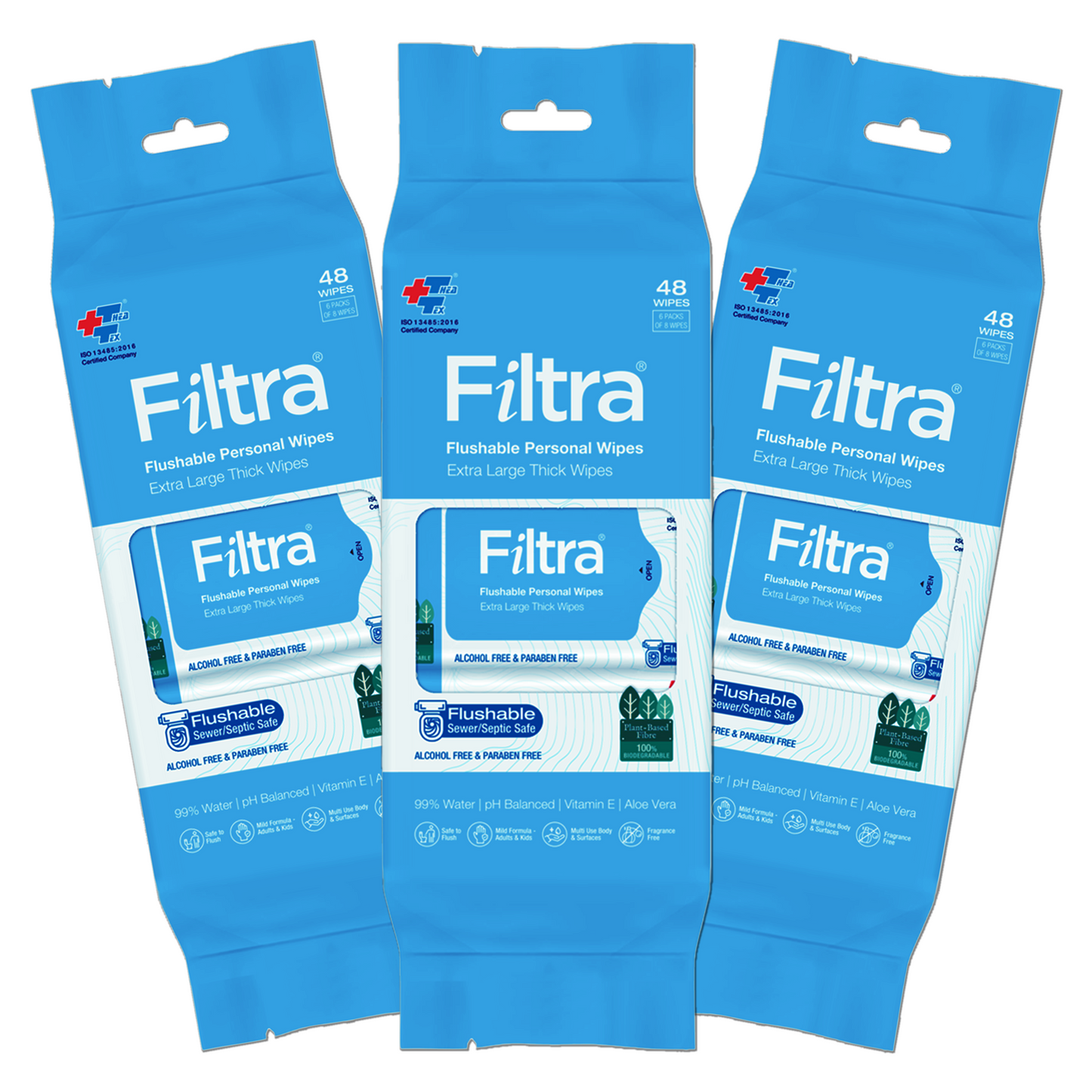 Flushable Personal Wipes Pack of 48