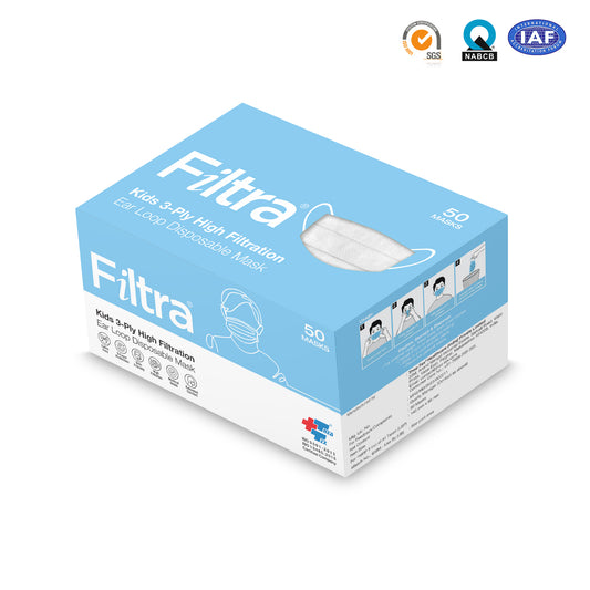 White 3-Ply Ear Loop Kids Mask Box of 50 Masks