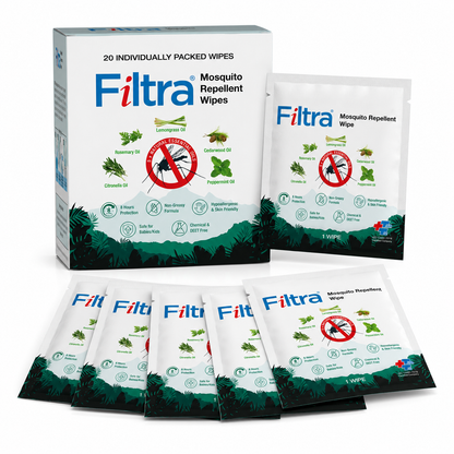 Mosquito Repellent Wipes - Box of 20 Single Sachets