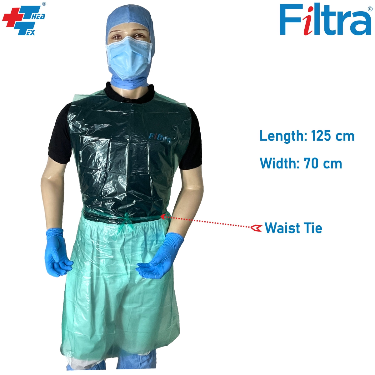 Filtra disposable PE apron offering lightweight and durable protection for hygiene, medical, and industrial use.