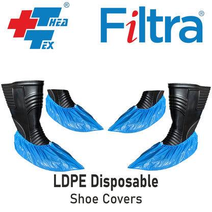 FILTRA® LDPE Shoe Covers | Blue | Pack of 100 Nos ( 50 Pairs )