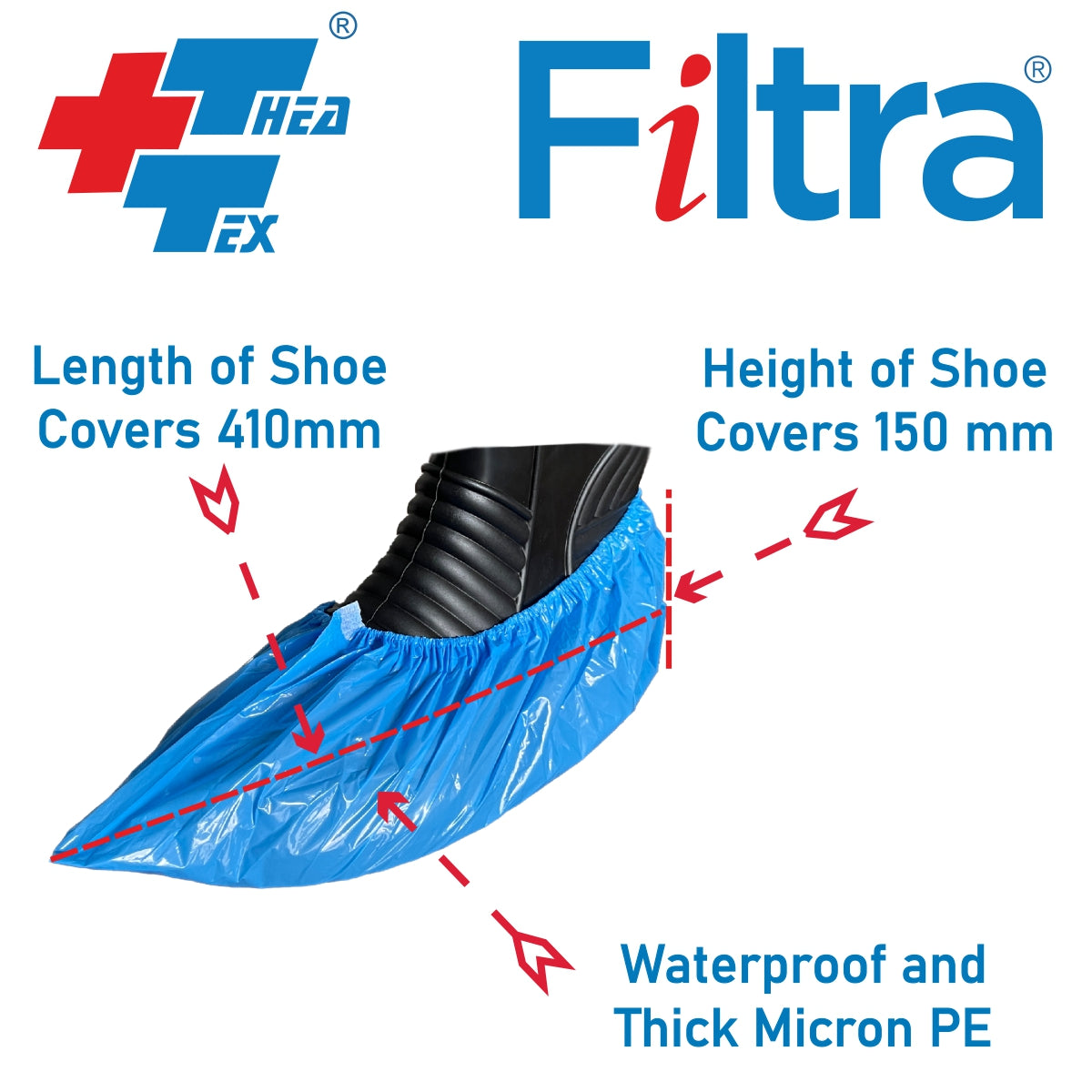 FILTRA® LDPE Shoe Covers | Blue | Pack of 100 Nos ( 50 Pairs )