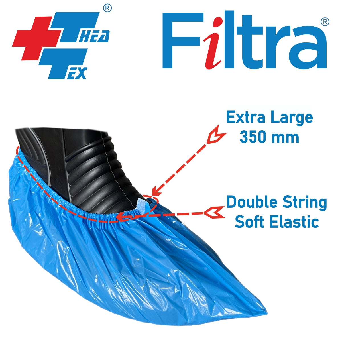 FILTRA® LDPE Shoe Covers | Blue | Pack of 100 Nos ( 50 Pairs )