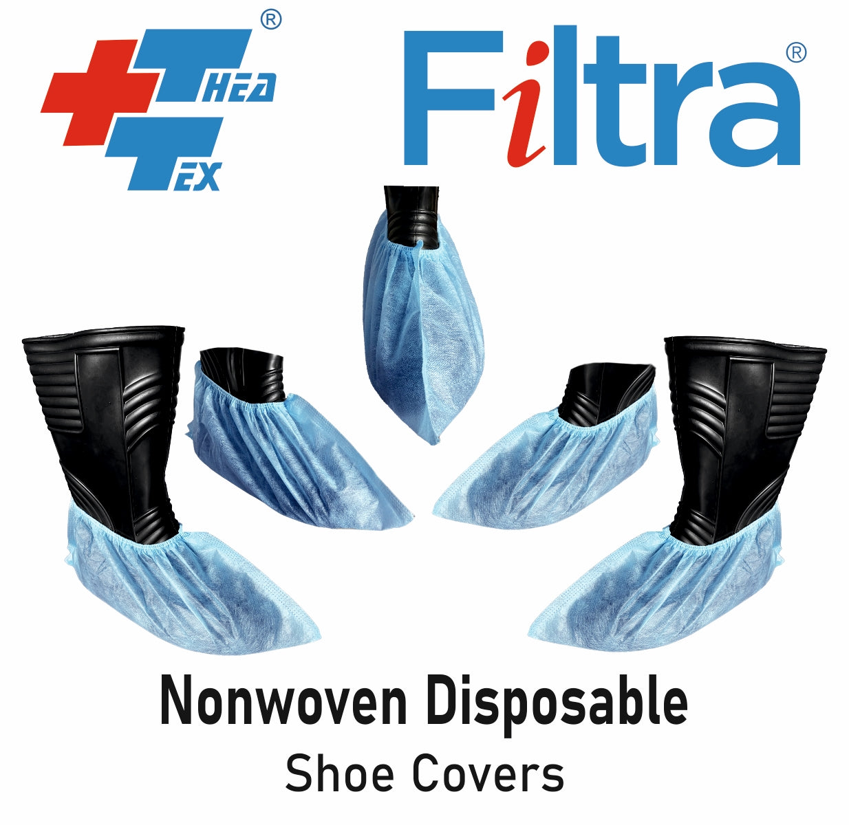 FILTRA® Nonwoven Disposable Shoe Covers | Blue | Pack of 50 Shoe Covers (25 Pairs)