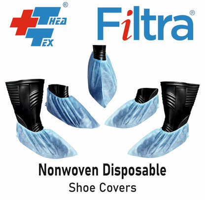 FILTRA® Nonwoven Disposable Shoe Covers | Blue | Pack of 50 Shoe Covers (25 Pairs)