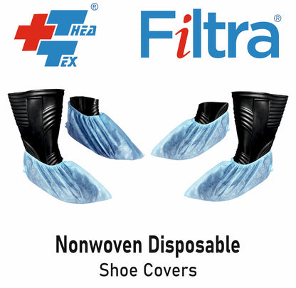 FILTRA® Nonwoven Disposable Shoe Covers | Blue | Pack of 50 Shoe Covers (25 Pairs)