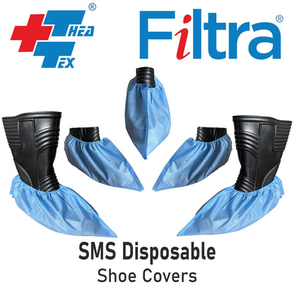 FILTRA® Nonwoven Shoe Covers SMS | Dark Blue | Pack of 50 Nos ( 25 Pairs )