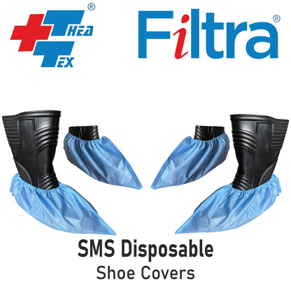 FILTRA® Nonwoven Shoe Covers SMS | Dark Blue | Pack of 50 Nos ( 25 Pairs )